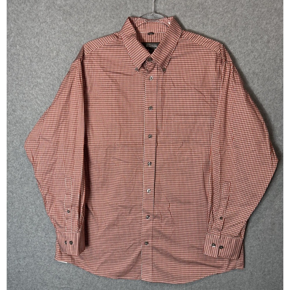 Kenneth Cole Reaction Shirt Mens Large Plaid Button Down Non Iron Dress Shirt